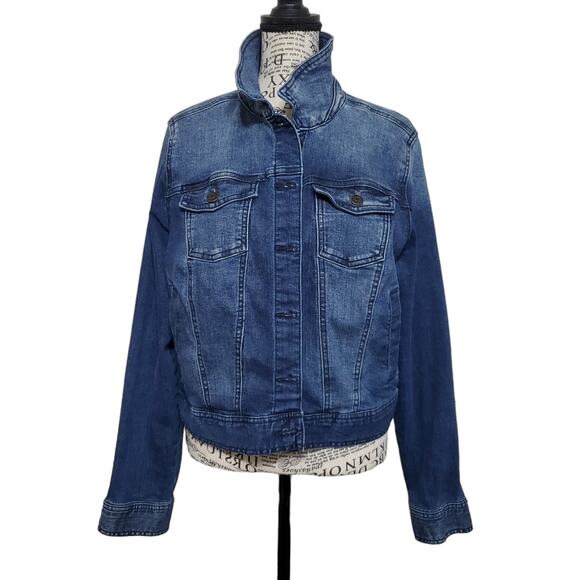 Celebrity Pink Denim Cropped Faded Wash Jean Jacket Comfort Stretch Size Large - Picture 1 of 10